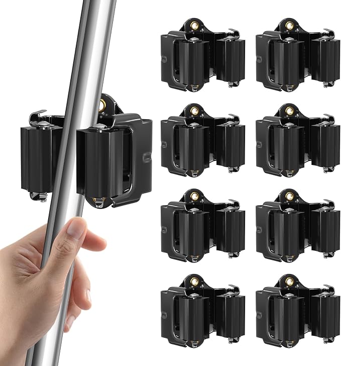 Mop and Broom Holder Big Size Hanging 1KG Extra, 8 Pack, Wall Mount by LAOFEEI