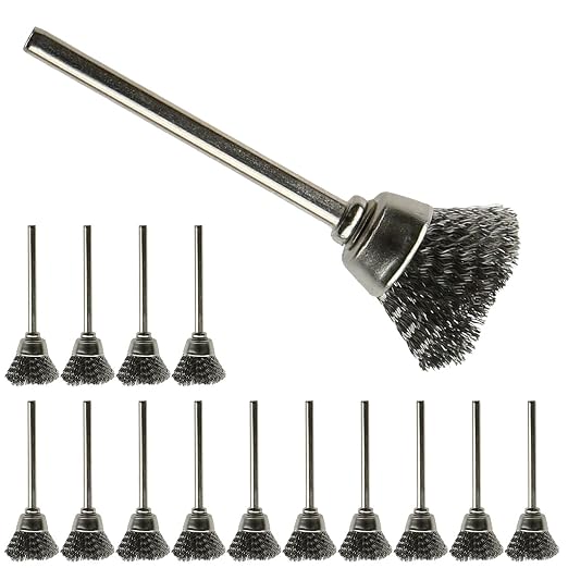 15pcs Cup Shape 15mm Stainless Steel Wire Brush Rust Removing and Polishing by ZZHXSM