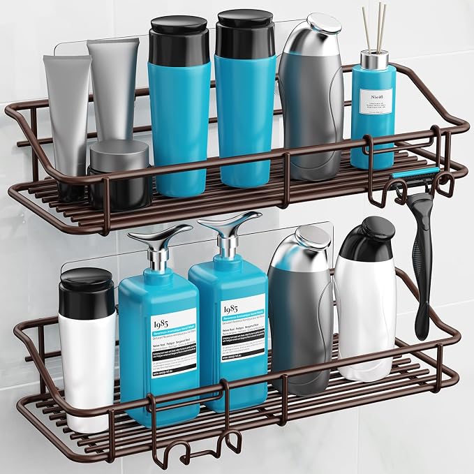 Nieifi Shower Caddy Shelf Storage Rack Adhesive Without Drilling Stainless Steel - Image 2