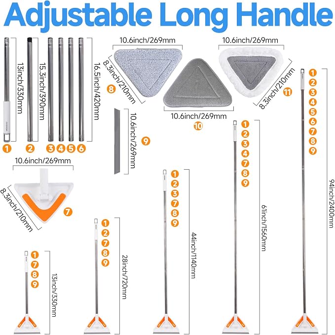 Wall Mop Cleaner with Long Handle, 94” Multipurpose Wall Duster, Ceiling Mop - Image 7