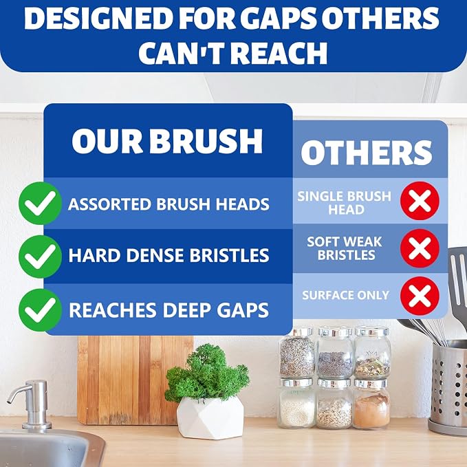 Crevice Cleaning Brush Set，Grill Brush，Hard Bristle Crevice Cleaner Connected - Image 3