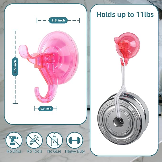 Antimbee 3 Pack Suction Cup Hooks, Removable Small Suction Cups - Image 3