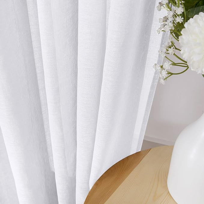 Tollpiz Sheer Tier Curtains Kitchen Linen Textured Half Curtain Sheers Light - Image 3