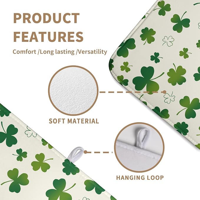 St Patricks Day Dish Drying Mat Shamrock Green Spring Kitchen Dish Drying Pad - Image 2