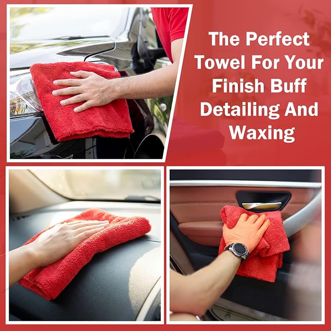 Tallew 15 Pcs Car Microfiber Towels Buffing Drying Wash Cleaning Cloths Plush - Image 5