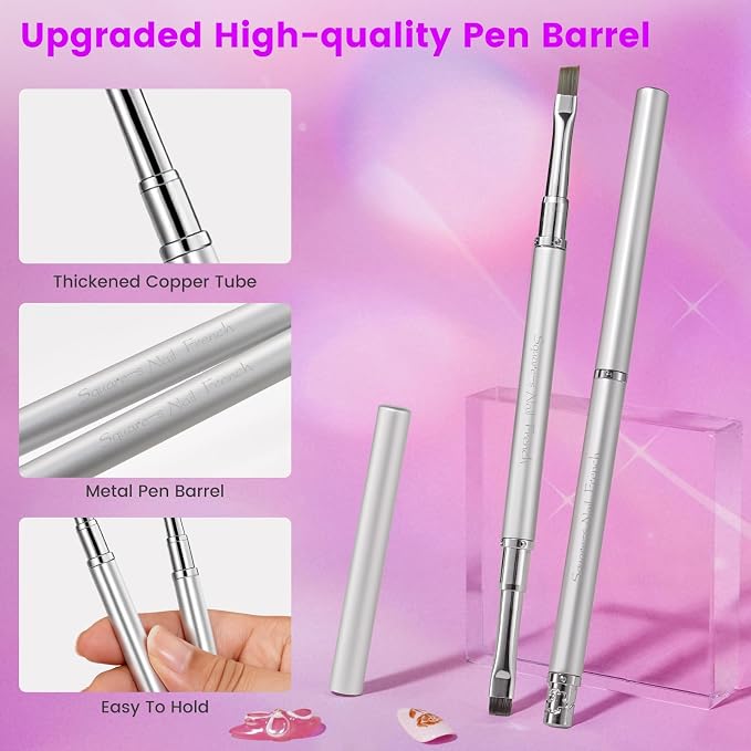 Nail Clean Up Brush, Double-Ended Flat & Fine Angled Acetone Resistant Nail - Image 4