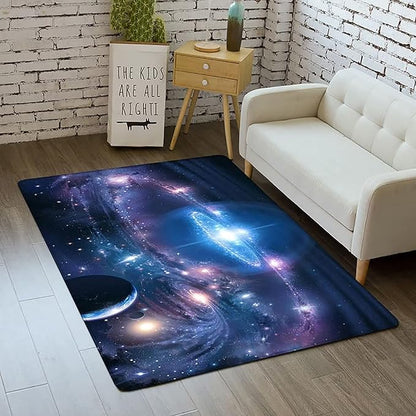 Outer Space Galaxy Area Rug for Boys Room 5x8 ft Soft Non-Slip Solar System 3D Planet Universe Rug for Kids Bedroom Living Room