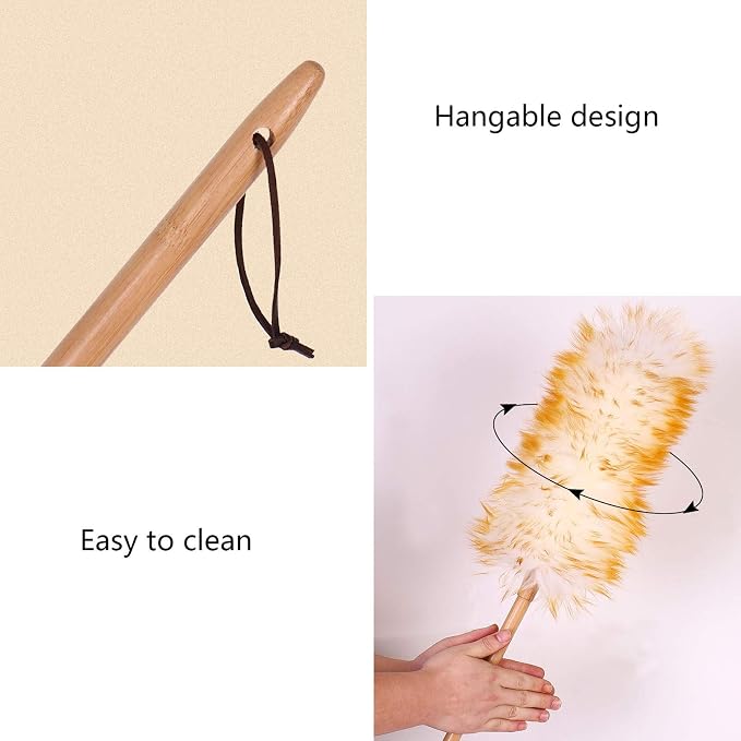 MaikOn Tools, Set Feather Duster 2 Pack Lambswool Duster, Pure Lambs Wool Duster - Image 3