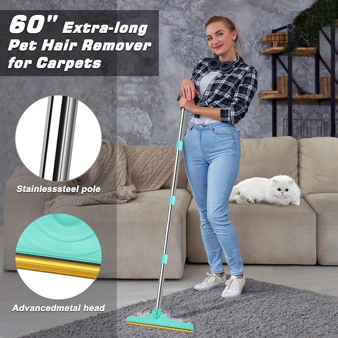 B-Land Carpet Rake for Pet Hair Removal, Reusable Pet Hair Remover - Image 2