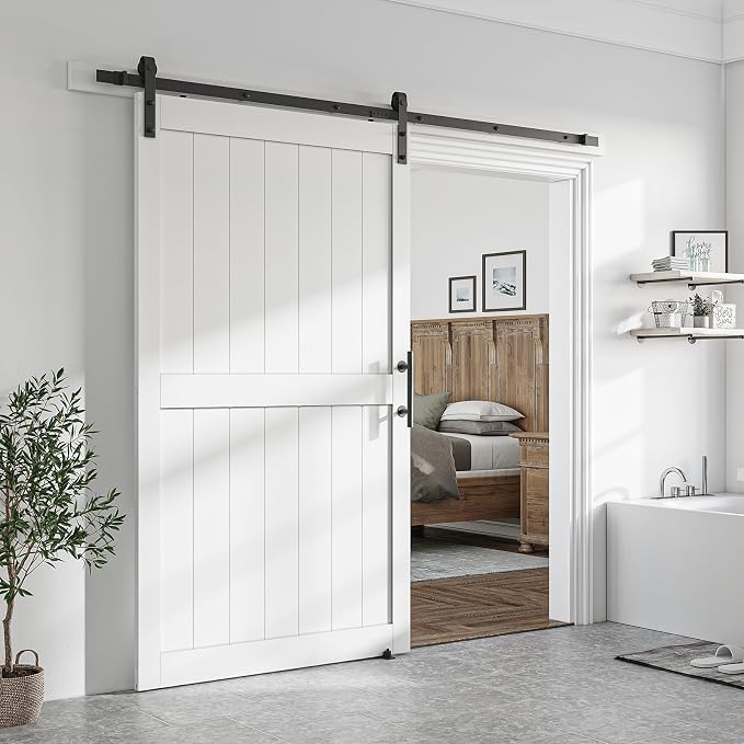 SmartStandard 48 x 84 inch White Sliding MDF Barn Door - Image 8