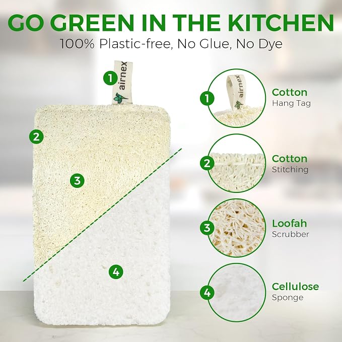 Natural Loofah Sponges for Dishes - Image 2