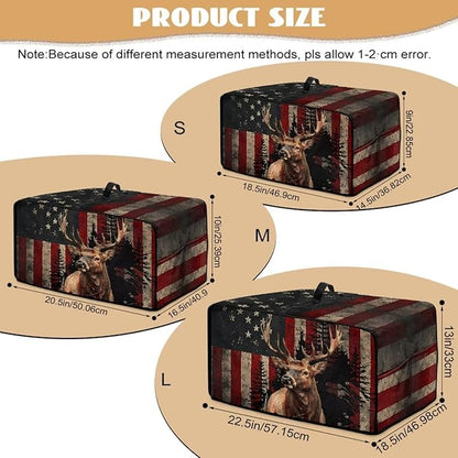 Vintage Deer Elk Print Microwave Oven Cover Waterproof Dust Cover for Microwave Oven American Flag Forest Print Universal Small Appliance Dust Covers Dirt and Fingerprint Protection, S