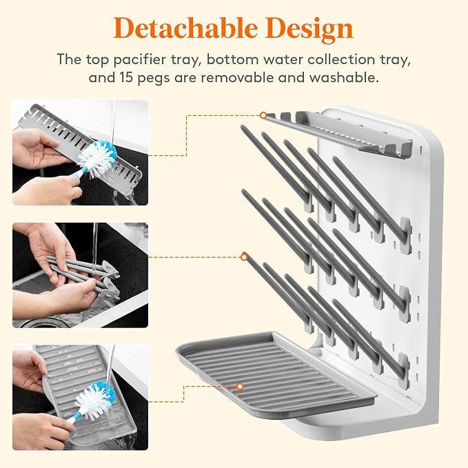 Lifewit Large Baby Bottle Drying Rack, 15 Hooks Vertical Rack Dryer - Image 6