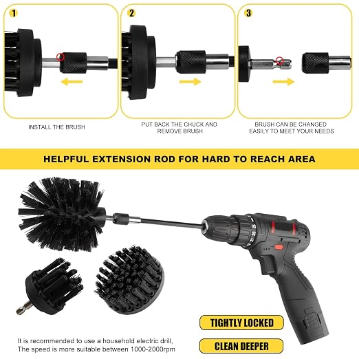 Drill Brush Attachment Kit, 4-Piece Cleaning Kit - Image 4