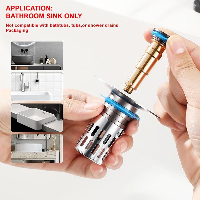 Bathroom Sink Stopper, Pop Up Drain - Image 3