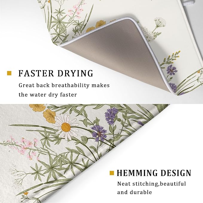 Khope Spring Dish Drying Mat for Kitchen Counter 18x24 Inch Sage Green Wild - Image 3