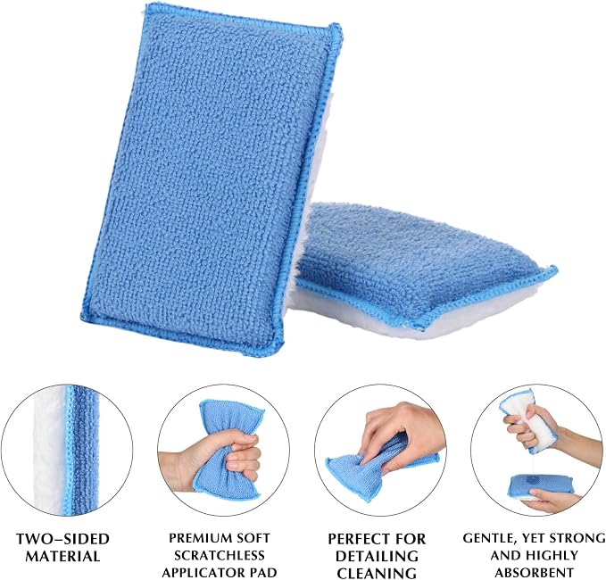 Mudder 12 Pcs Car Interior Scrubbing Sponge 5'' x 3'' Fiber Car Wax Applicator - Image 3