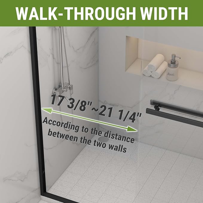 Shower Door 44-48" W * 72" H, Matte Black Double Sliding Shower Door - Image 3