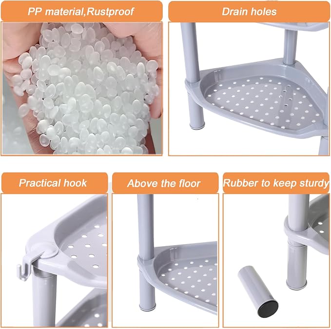 4 Tier Shower Caddy Corner, Plastic Shower Shelf Organizer - Image 5