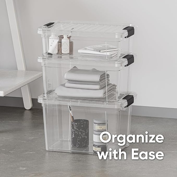 Superio Storage Bins with Lids- 2 Pack, 7.4 Qt Clear Boxes - Image 5