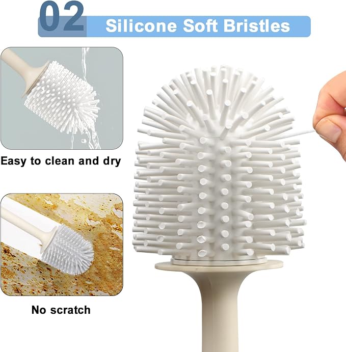 Toilet Brush Dinosaur Shape, Cute Shape Look, TPR Bristles Round Brush - Image 3