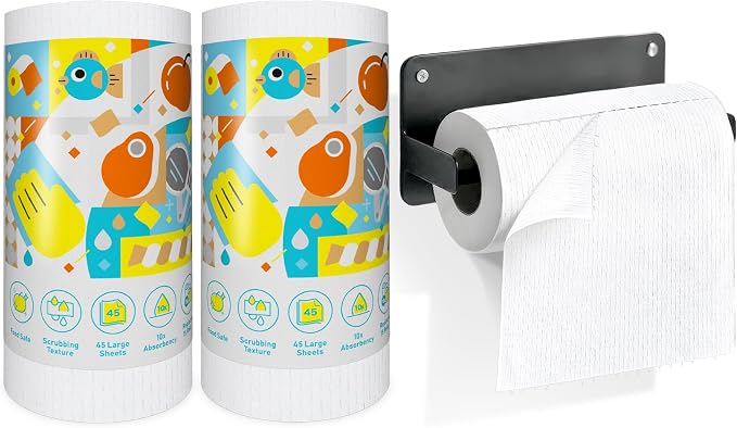 45 Pack Plant-Based Reusable Cleaning Cloth Rolls, Household Hand Wipes by BEFANTY