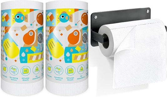 45 Pack Plant-Based Reusable Cleaning Cloth Rolls, Household Hand Wipes by BEFANTY