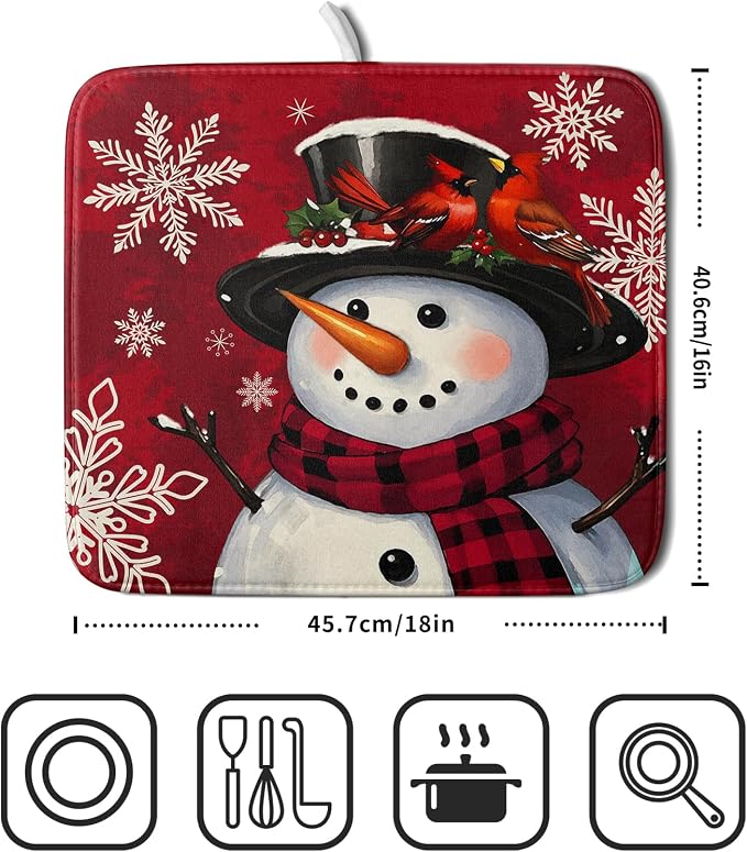 Christmas Snowman Dish Drying Mat - Image 2
