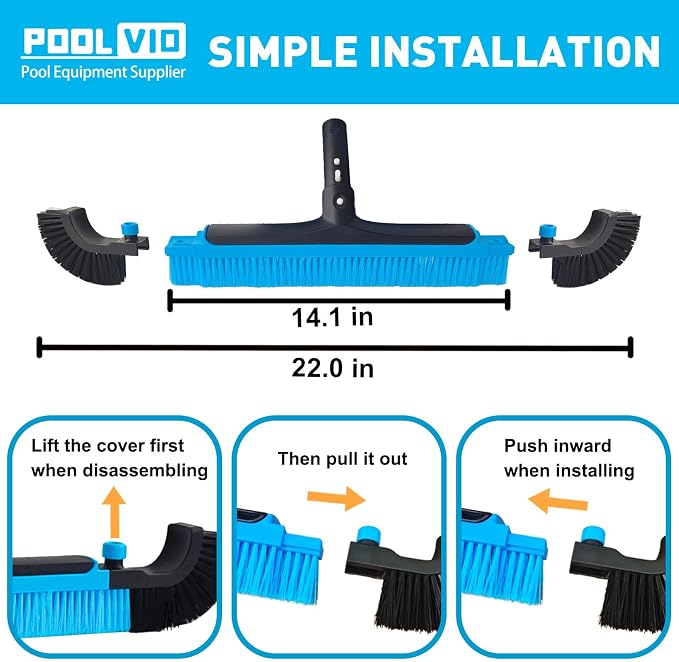Poolvio 22" Extra-Wide Pool Brush Head, Heavy-Duty Pool Scrubber Brush - Image 4