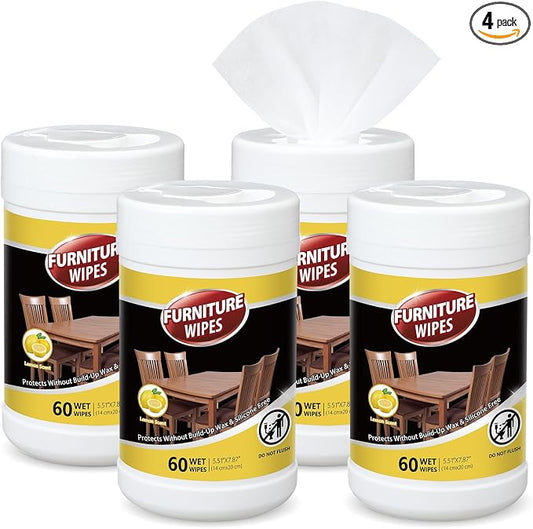4 Pack Wood Furniture Wipes 240 Count Wood Furniture Cleaner and Polish Wipes by Swiffen