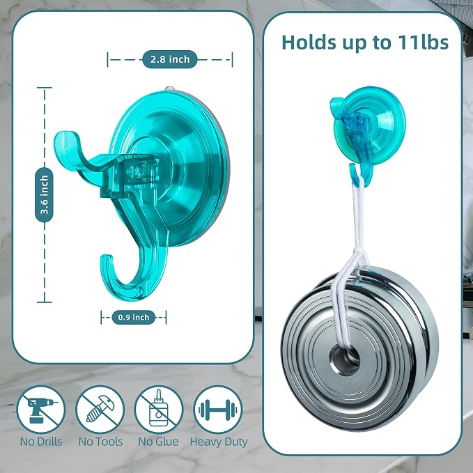 Antimbee Suction Cup Hooks, 5 Pack Shower Wall Suction Cup Hangers, Heavy Duty - Image 3