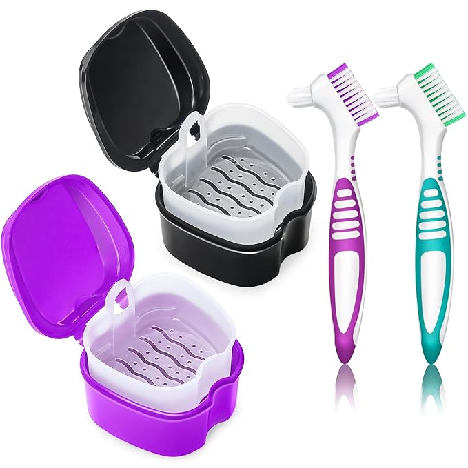 Denture Bath Case Denture Cleaning Cup by EZEELAI