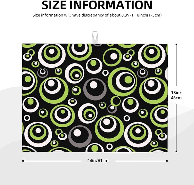 Green Black Gray Geometric Circle Dish Drying Mat - Image 6