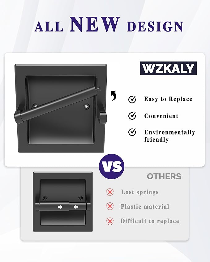 Matte Black Recessed Toilet Paper Holder - Image 3