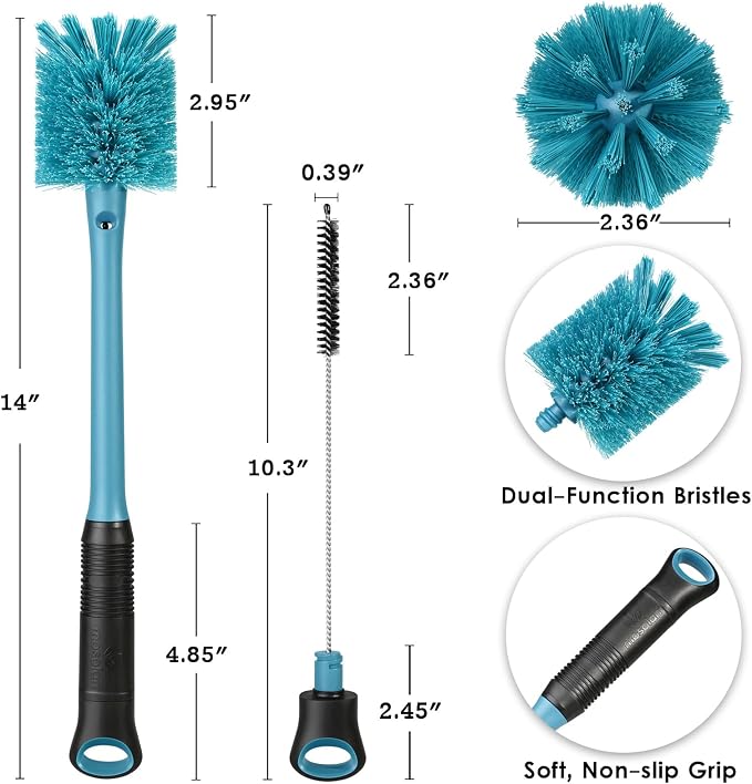 2-in-1 Water Bottle Brush and Straw Cleaner Brush, Long Handle Scrub Brush - Image 6