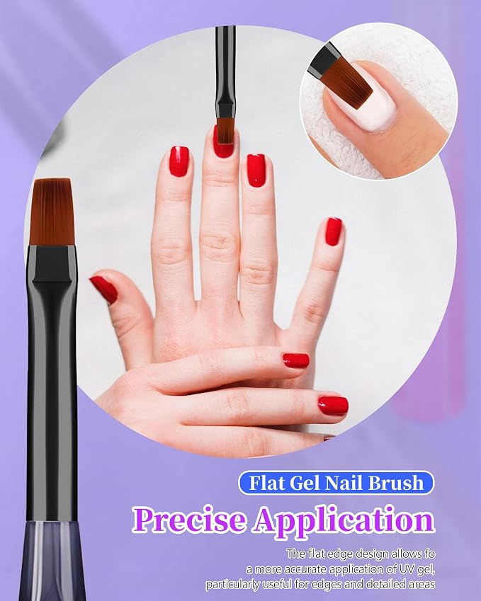 3PCS Nail Polish Clean Up Brush, Round&Falt&Angled Acetone Resistant Nail Brush - Image 3