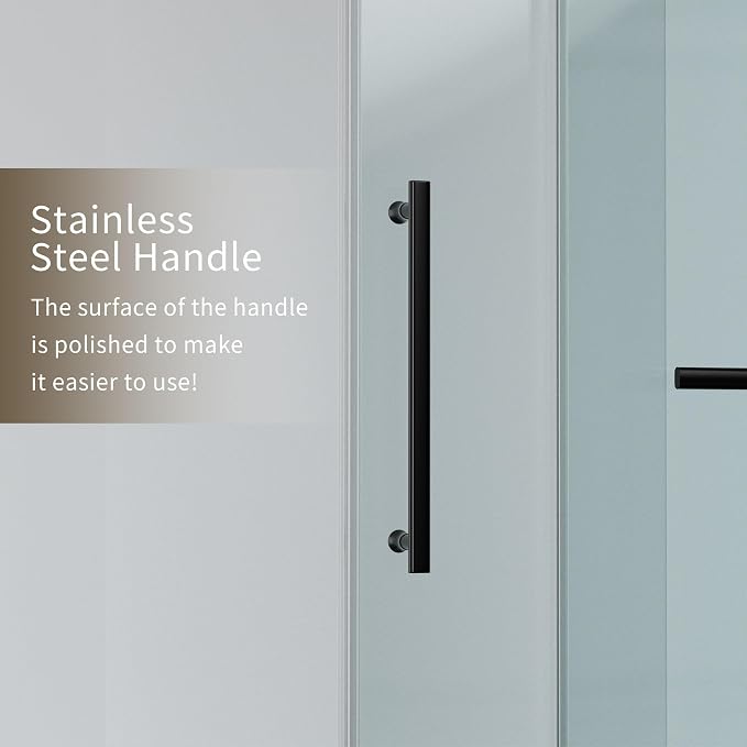 56-60" W x 76" H Frameless Shower Door, Sliding Shower Door - Image 3