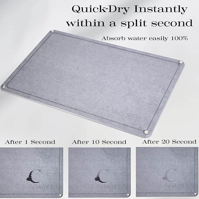 Stone Dish Drying Mat 24"×16" Large Diatomaceous Earth Dishes Quick Dry Pad - Image 3