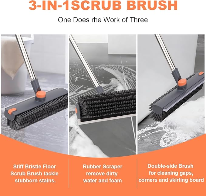 Floor Scrub Brush with 64" Long Handle - Image 3
