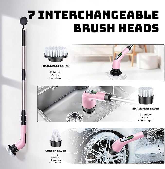 Electric Spin Scrubber for Cleaning Bathroom: Cordless Power Shower Scrubber - Image 7
