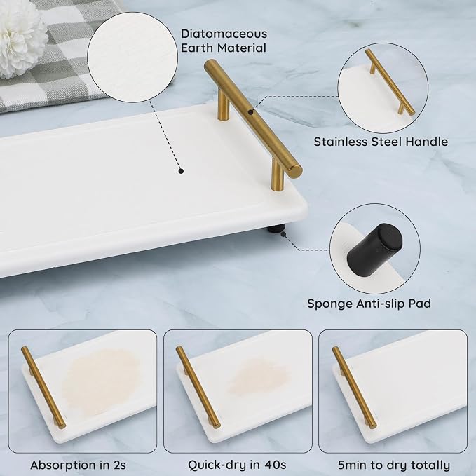 Segbeauty 12x6in Water Absorbing Stone Tray - Image 3
