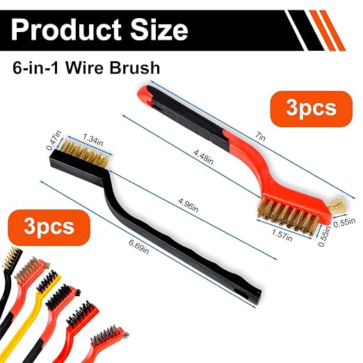 Wire Brush Set, Stainless Steel/Brass/Nylon Brushes, Small Wire Brush - Image 2