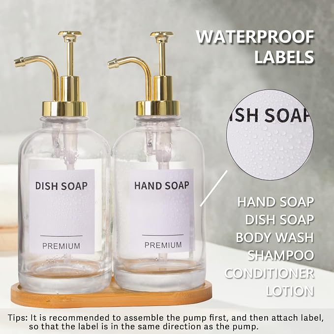 Dish Soap Dispenser for Kitchen, Hand Glass Soap Dispenser Set - Image 5