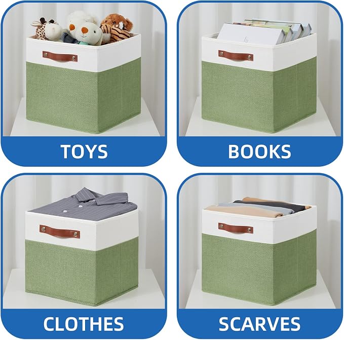 Temary 13 Inch Cube Storage Bin 4 Pack Fabric Storage Cubes Fabric Storage Bin - Image 4