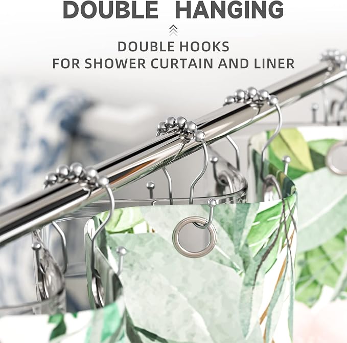 Shower Curtain Hooks Chrome Shower Curtain Rings Rust Proof, Smooth Glide - Image 5