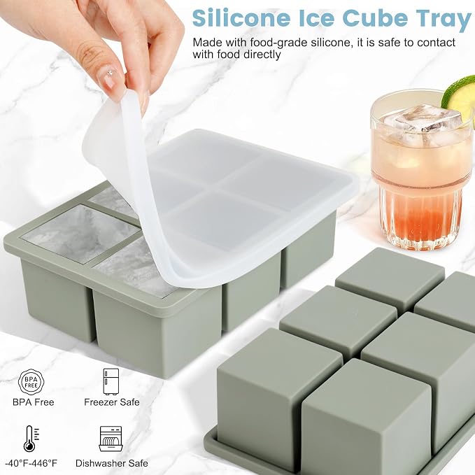 Large Silicone Ice Cube Tray 3Pack, SAWNZC Big Square Ice Cube Molds - Image 3