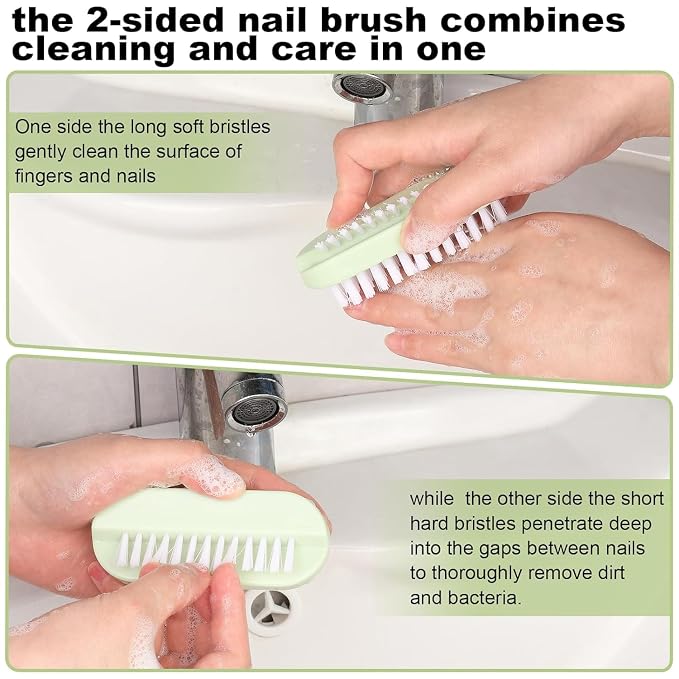 4 Pack Nail Brush for Cleaning Fingernails, Double-Sided Hand & Nail Scrubber - Image 3