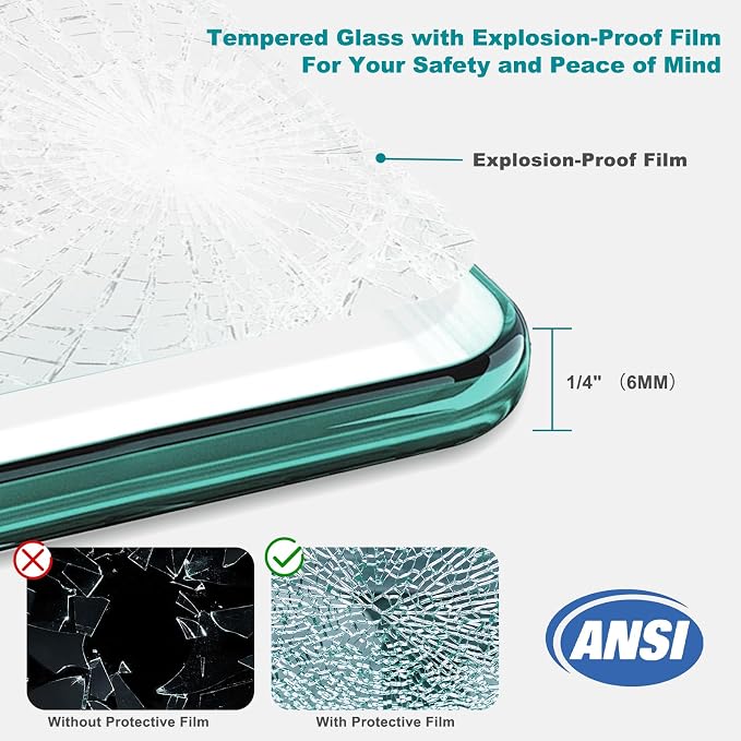 36" D x 36" W x 72" H Neo-Angle Frameless Shower Door, 1/4” SGCC Tempered Glass - Image 7