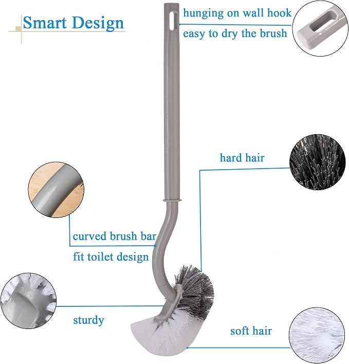 2 Pack Curved Toilet Bowl Brush Without Holder - Image 3