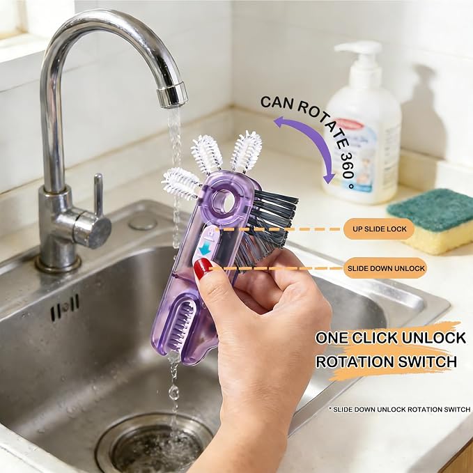 3 in 1 Cup Lid Gap Cleaning Brush Set, Cup Lid Gap Bottle Cleaner Home Kitchen - Image 2